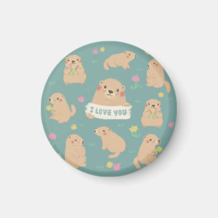 Ich Liebe dich, Marmots Illustration Magnet