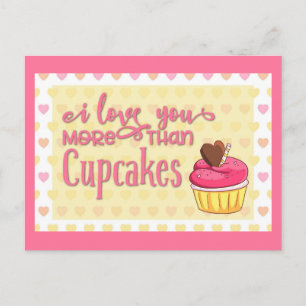 Ich liebe dich mehr als Cupcakes Postkarte