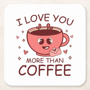 Ich liebe dich mehr als Kaffee Rechteckiger Pappuntersetzer
