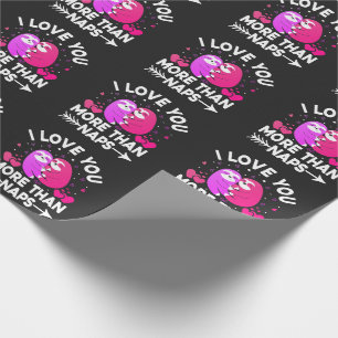 Ich liebe dich mehr als Nickerchen rosa und lila F Geschenkpapier