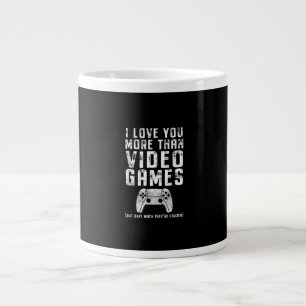 Ich liebe dich mehr als Videospiele Gamer-Geschenk Jumbo-Tasse