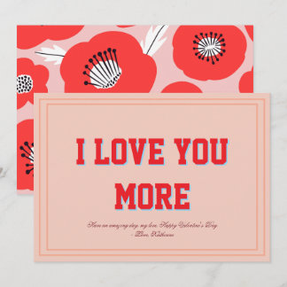 Ich liebe dich mehr Floral Valentinstag Flachdesig Feiertagskarte