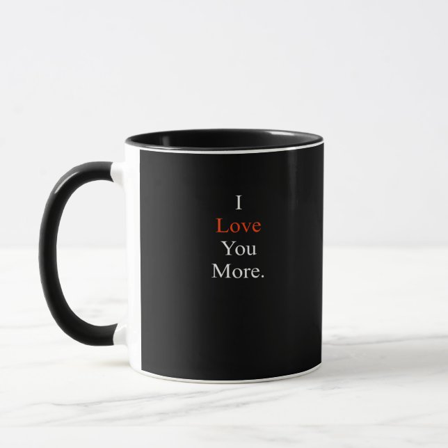 Ich liebe dich, mehr minimales Design  Tasse (Links)