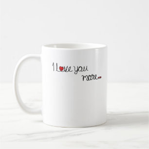 Ich liebe dich mehr Rote Herzen Typografie Design Kaffeetasse