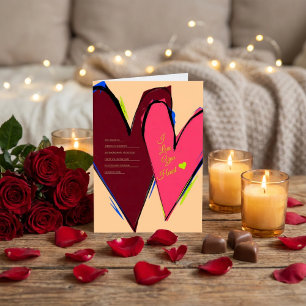 Ich liebe dich, mein Herz, abstrakter Pinselstrich Feiertagskarte