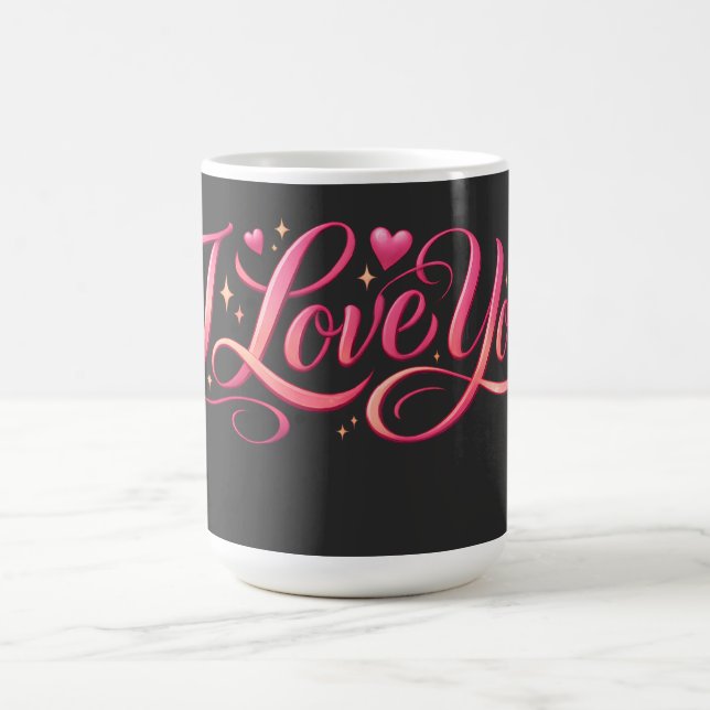 Ich liebe dich minimalistisches Typografie-Design Kaffeetasse (Mittel)