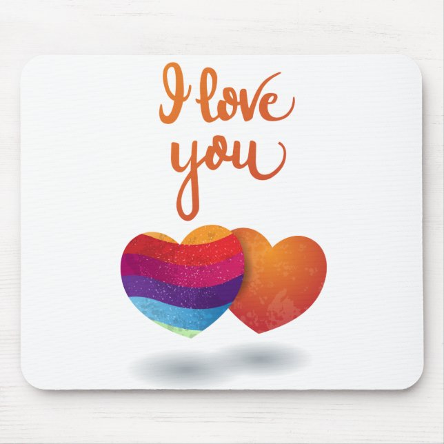 Ich Liebe dich mit ein paar Herzen Mousepad (Vorne)