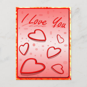 Ich liebe dich mit Herzen rosa Hintergrund Postkarte