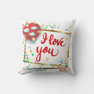 Ich liebe Dich mit rotem Herzen Kissen