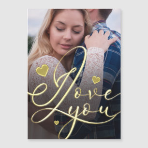 Ich liebe Dich  Modern Gold  Valentinsfoto Magnetkarte