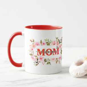 "Ich liebe Dich MUTTER" Rosa Wasserfarben-Rosen Tasse