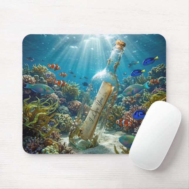 Ich liebe dich Nachricht in einer Flasche Mousepad (Mit Mouse)