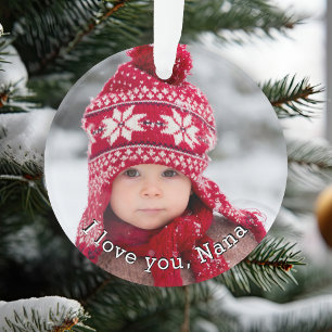 Ich liebe dich Nana mit zwei Foto-Vorlage Ornament