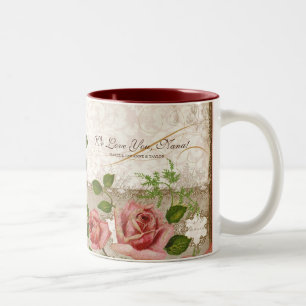 Ich liebe dich Nana, Vintage English Roses Tasse