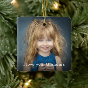 Ich liebe dich Oma Mit quadratischem Foto Keramikornament