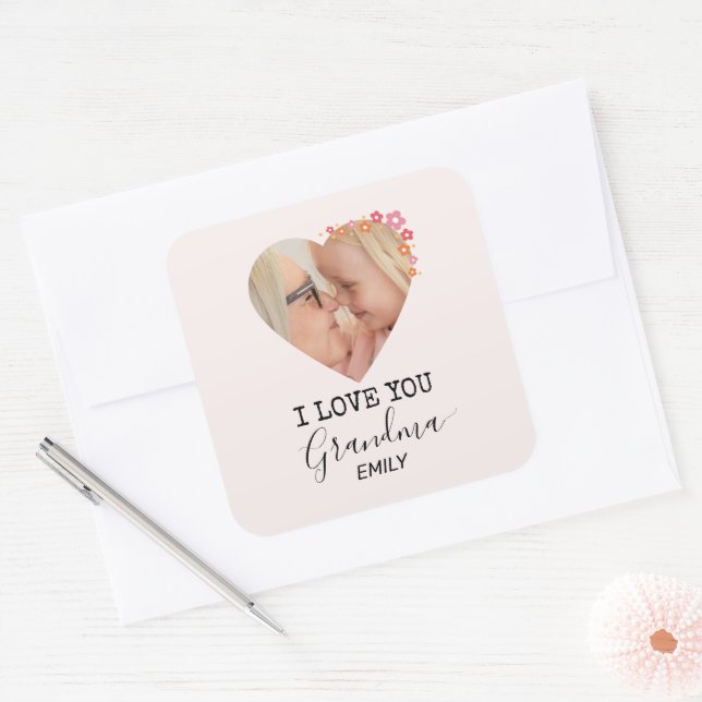 Ich liebe dich Oma | Personalisierter Aufkleber (Umschlag)