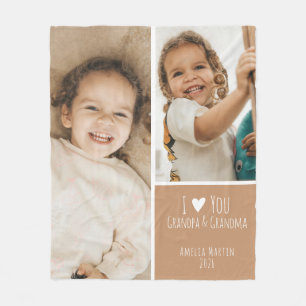 Ich liebe dich Opa und Oma 2 Foto Modern Fleecedecke
