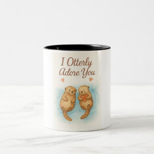 Ich liebe dich Otter-mäßig – Süße Wasserfarbe Otte Zweifarbige Tasse