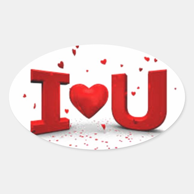 Ich Liebe dich Ovaler Aufkleber (Vorderseite)