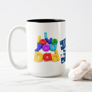 Ich liebe dich Papa Bunte 3D Buchstaben Zweifarbige Tasse