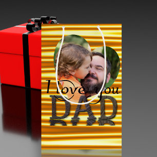 Ich liebe dich Papa Foto hellgelb Mittlere Geschenktüte
