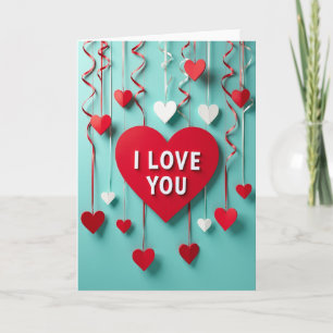 Ich liebe dich Papierherzen Valentinstagskarte Karte