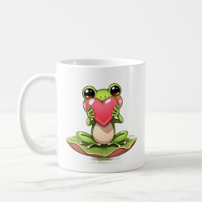 Ich liebe Dich | Personalisierte Chibi-Kröte Kaffeetasse (Links)