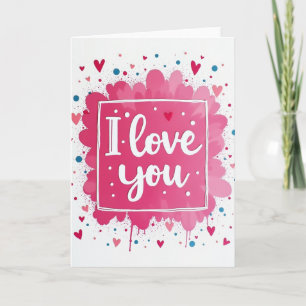 Ich liebe Dich Pink Burst Karte