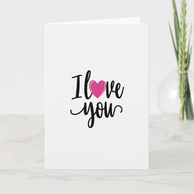 Ich liebe dich Pink Herz Script Karte (Vorderseite)