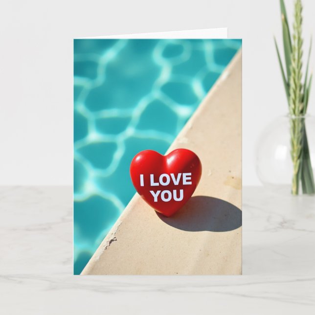 Ich liebe dich Poolside Herz Karte (Vorderseite)