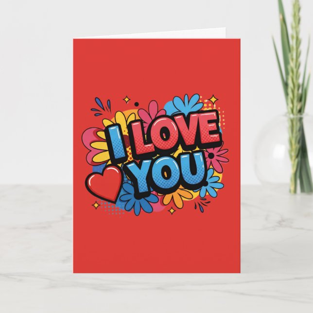 Ich liebe dich Pop Art Design Karte  (Vorderseite)