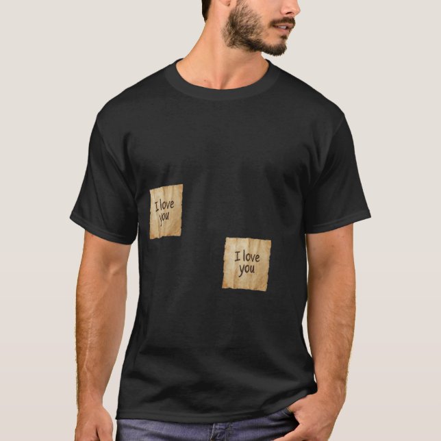 "Ich liebe Dich" Post-it Notes Minimalist Schwarze T-Shirt (Vorderseite)