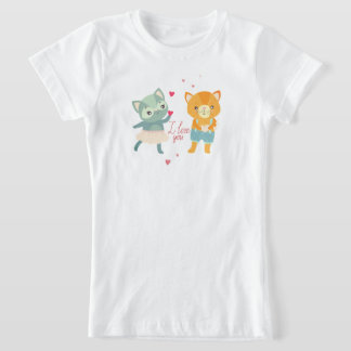 Ich liebe dich Postkarte mit Katzen | Süße romanti T-Shirt