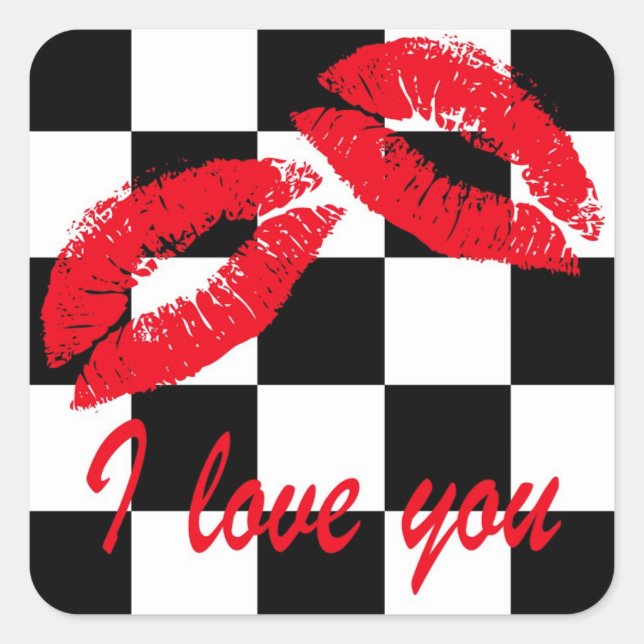 Ich Liebe dich Quadratischer Aufkleber (Vorderseite)