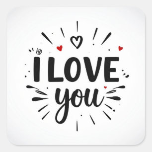 Ich liebe dich quadratischer aufkleber