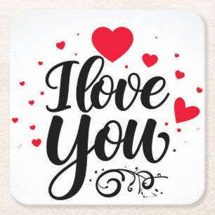 Ich liebe dich  rechteckiger pappuntersetzer