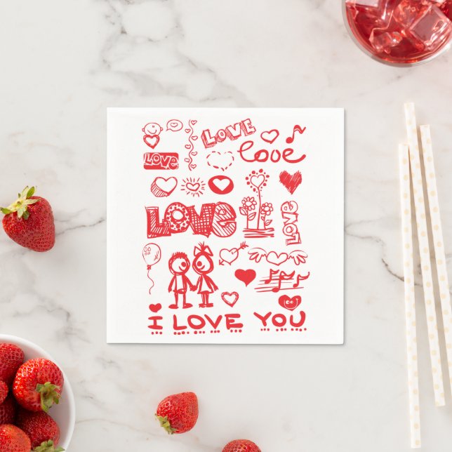 Ich Liebe dich, Red Hearts Serviette (Beispiel)