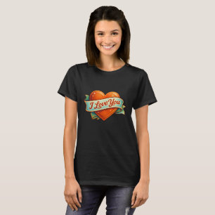 Ich liebe dich Retro-Herz T-Shirt