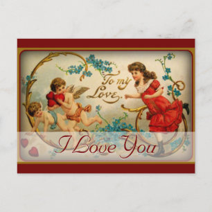 Ich liebe dich Romantisch Vintage Valentinstag Feiertagspostkarte