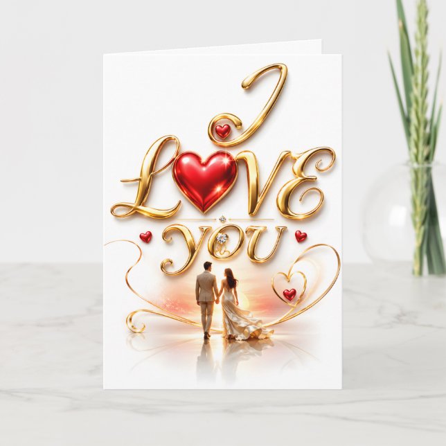 Ich liebe dich Romantische Begrüßung  Karte (Vorderseite)