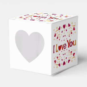 ICH LIEBE DICH Rotes Herz Goldene Schleife Vintage Geschenkschachtel