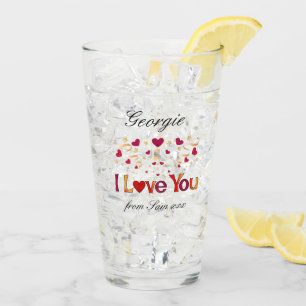 ICH LIEBE DICH Rotes Herz Goldene Schleife Vintage Glas