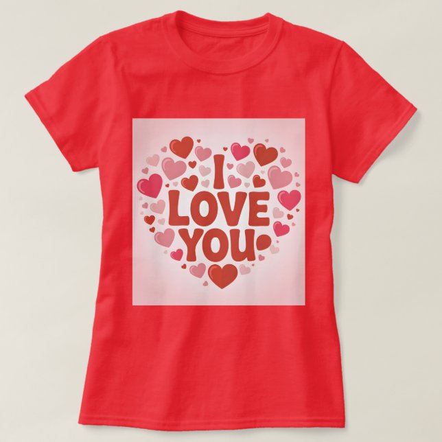 Ich liebe Dich Rotes T-Shirt (Design vorne)