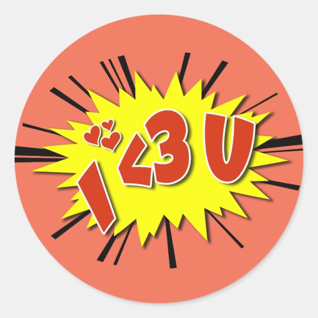 Ich Liebe dich Runder Aufkleber (Vorderseite)