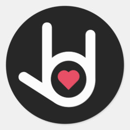 Ich Liebe dich, Schwarz. Runder Aufkleber