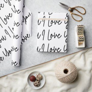 Ich liebe dich Schwarz-Weiß Valentinstag Geschenkpapier