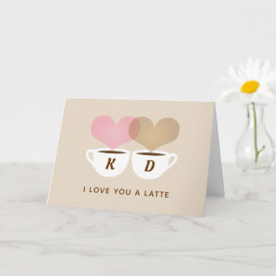 Ich liebe dich sehr Custom Monogram Initialen Kaff Karte