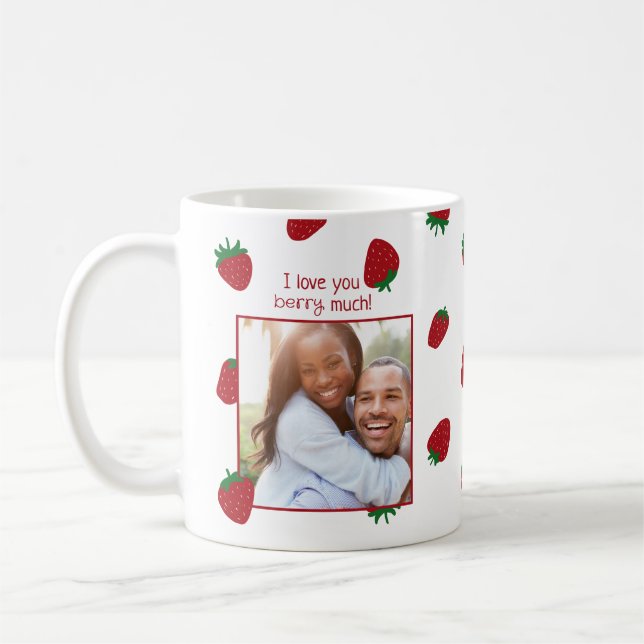 Ich liebe dich sehr Erdbeere Foto Tasse (Links)