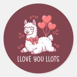 Ich liebe Dich sehr - Kawaii Lama Valentinstag Runder Aufkleber