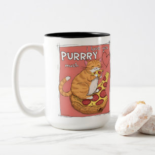 Ich liebe dich sehr lustiges Katzenliebhaber-Gesch Zweifarbige Tasse